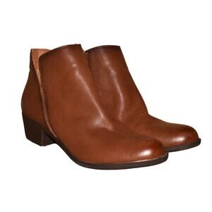 LUCKY BRAND $129 LP Banterr‎ Side Zip Short Leather Bootie Toffee Brown Size 7 M